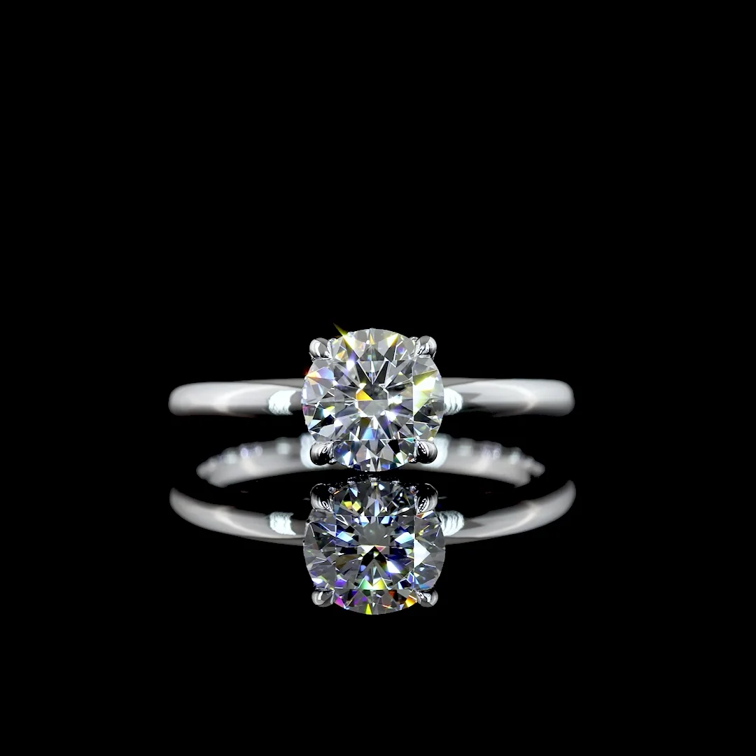 1.13 Cts 14k White Gold Round Shape Hidden Halo Ring