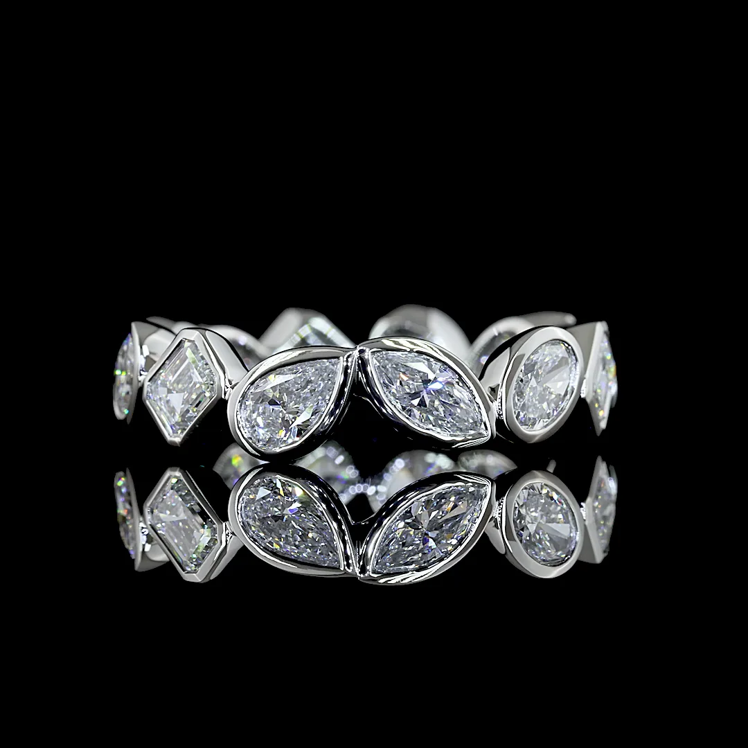 2.68 Cts Platinum Mix Shape Eternity Band Eternity Band