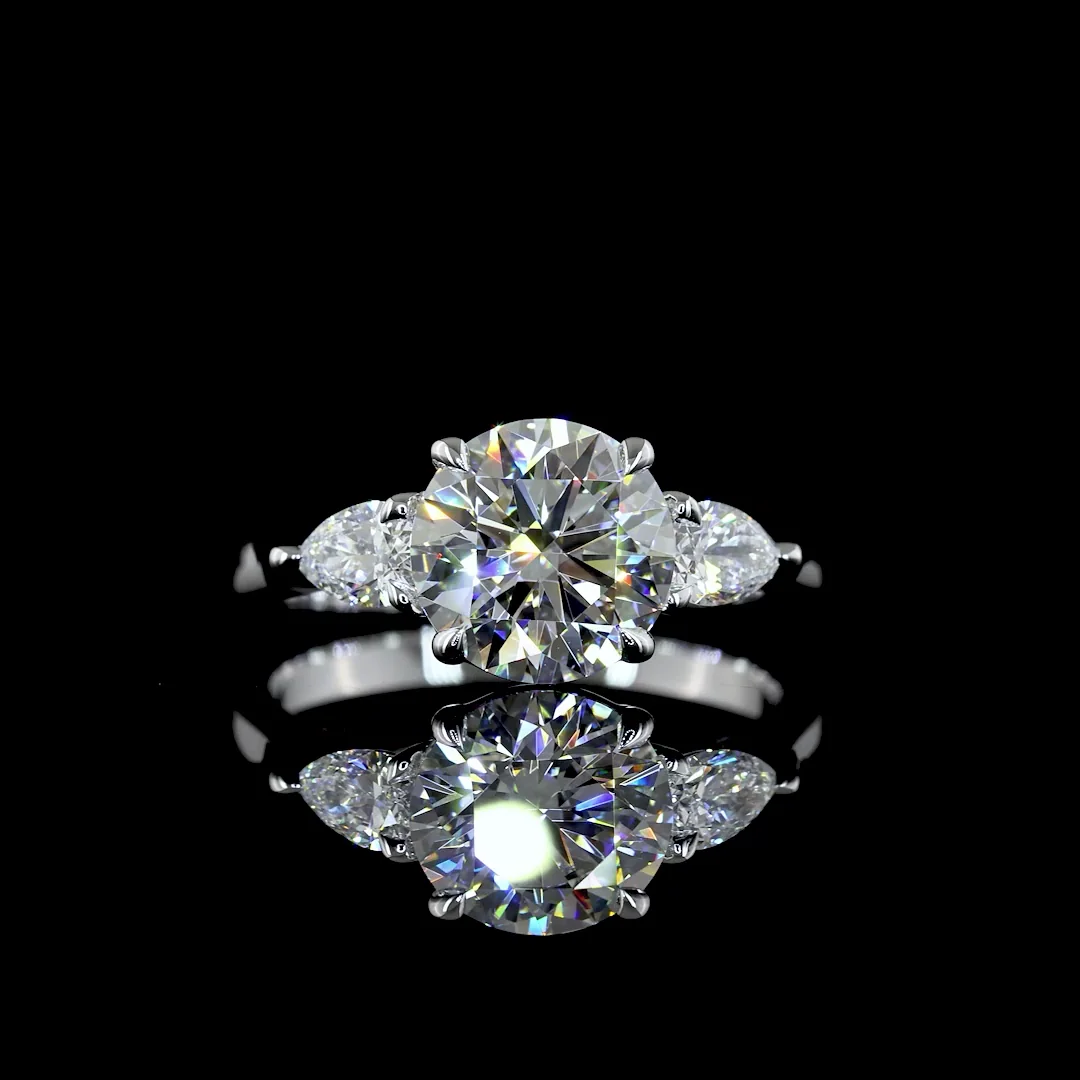 2.61 Cts 18k White Gold Mix Shape 3 Stones Ring