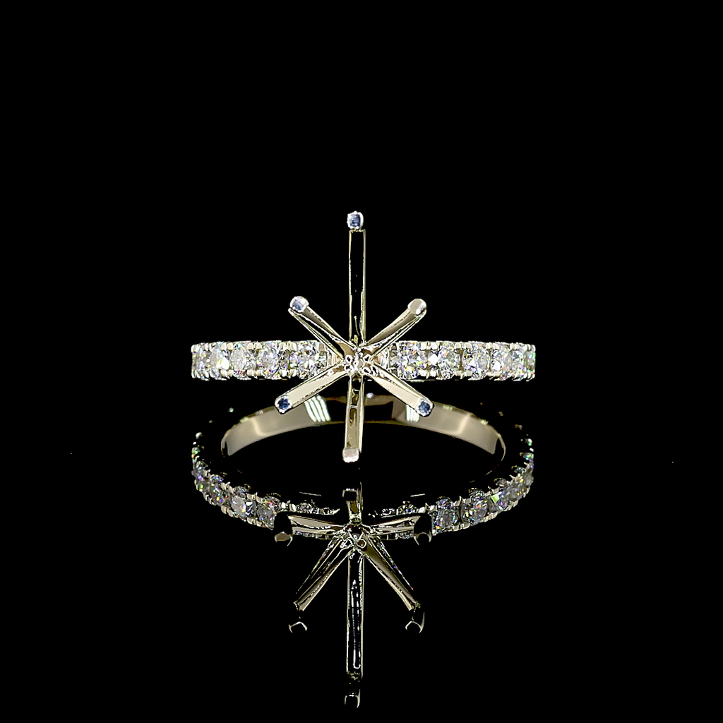 0.81 Cts 14k White Gold Round Shape Hidden Halo Ring