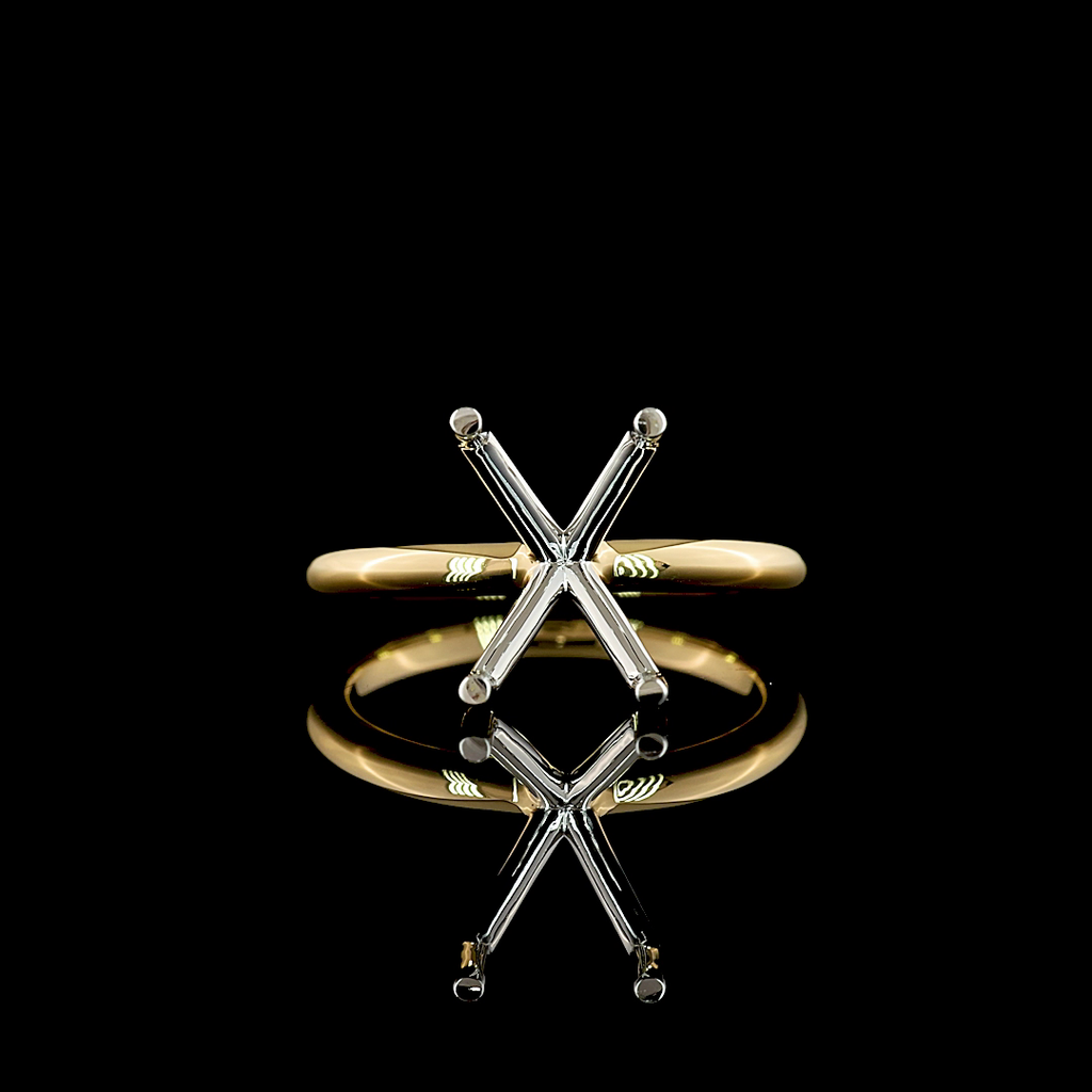 0 Cts 18k Yellow Gold - Platinum Shape Solitaire Ring