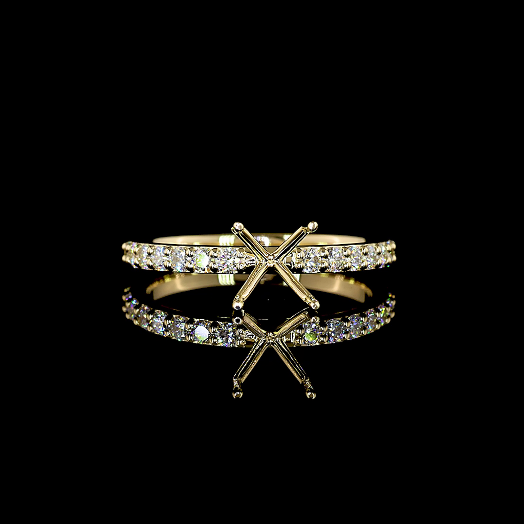 0.49 Cts 14k Yellow Gold Shape Solitaire Diamond Shank Ring