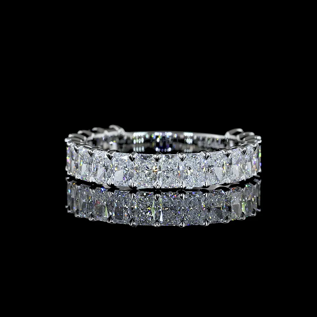 2.18 Cts 18k White Gold Radiant Shape 3/4 Band Eternity Band
