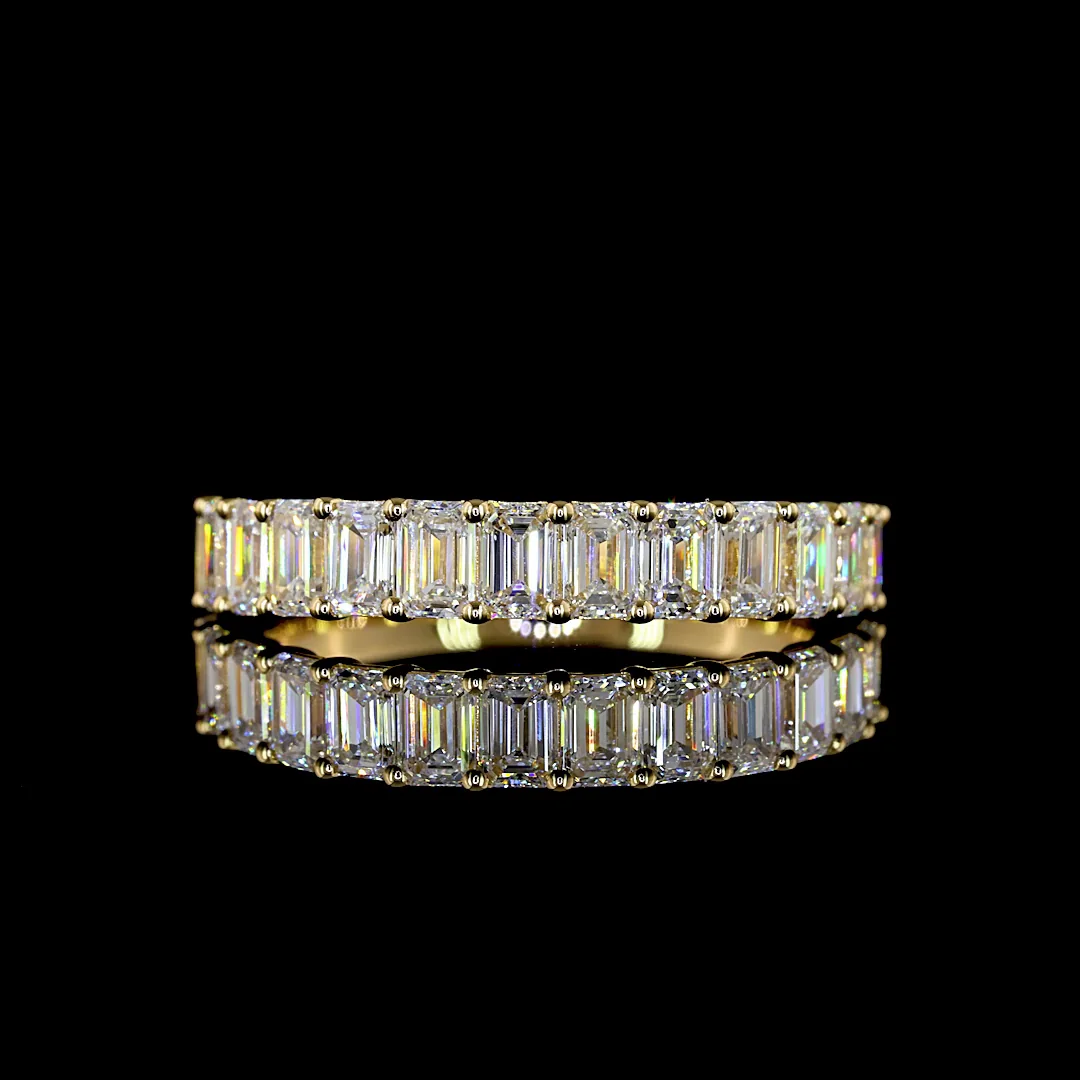1.64 Cts 18k Yellow Gold Emerald Shape 3/4 Band Eternity Band