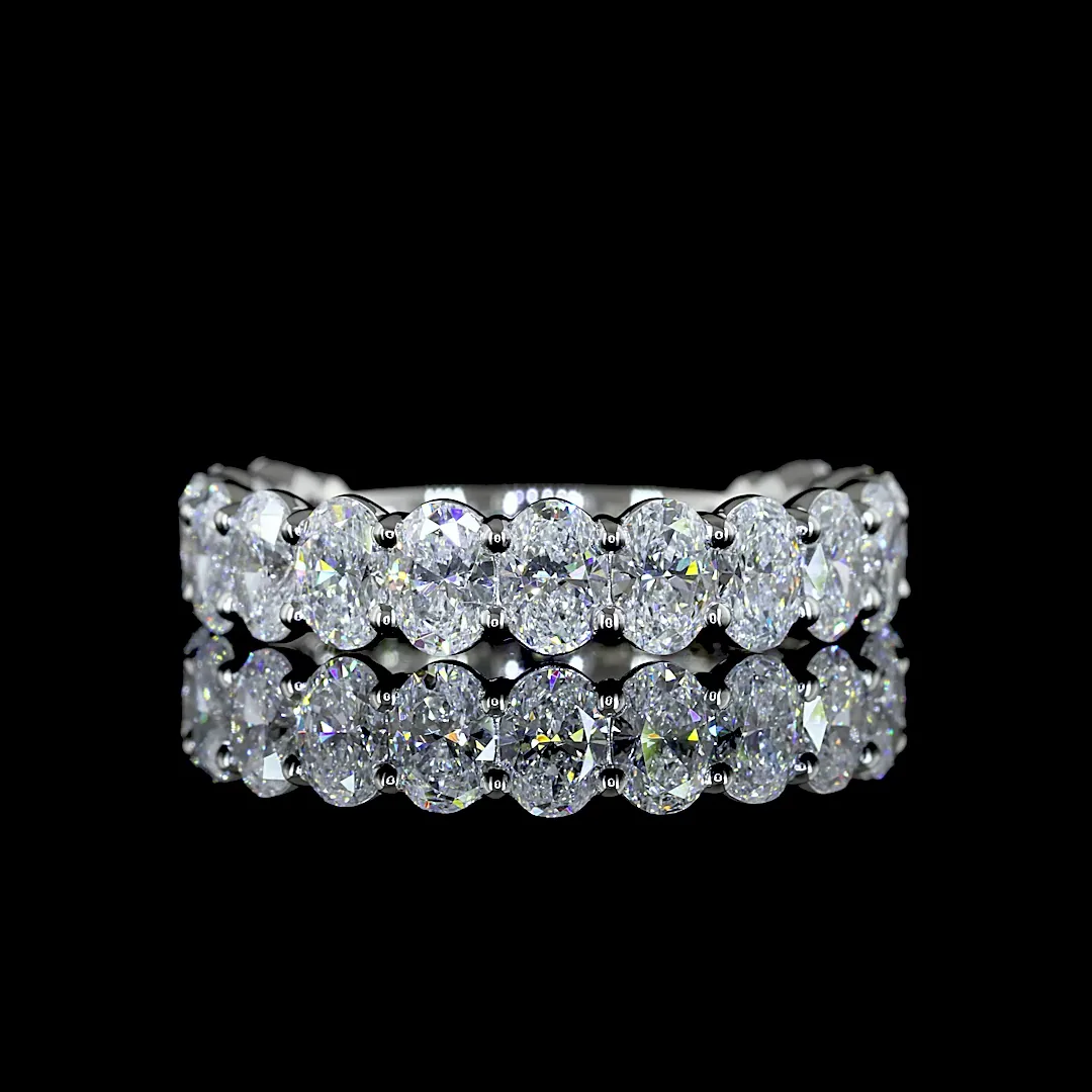 2.29 Cts Platinum Oval Shape 3/4 Band Earring