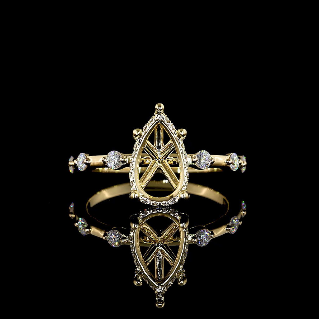 0.29 Cts 14k Yellow Gold Round Shape Hidden Halo Ring