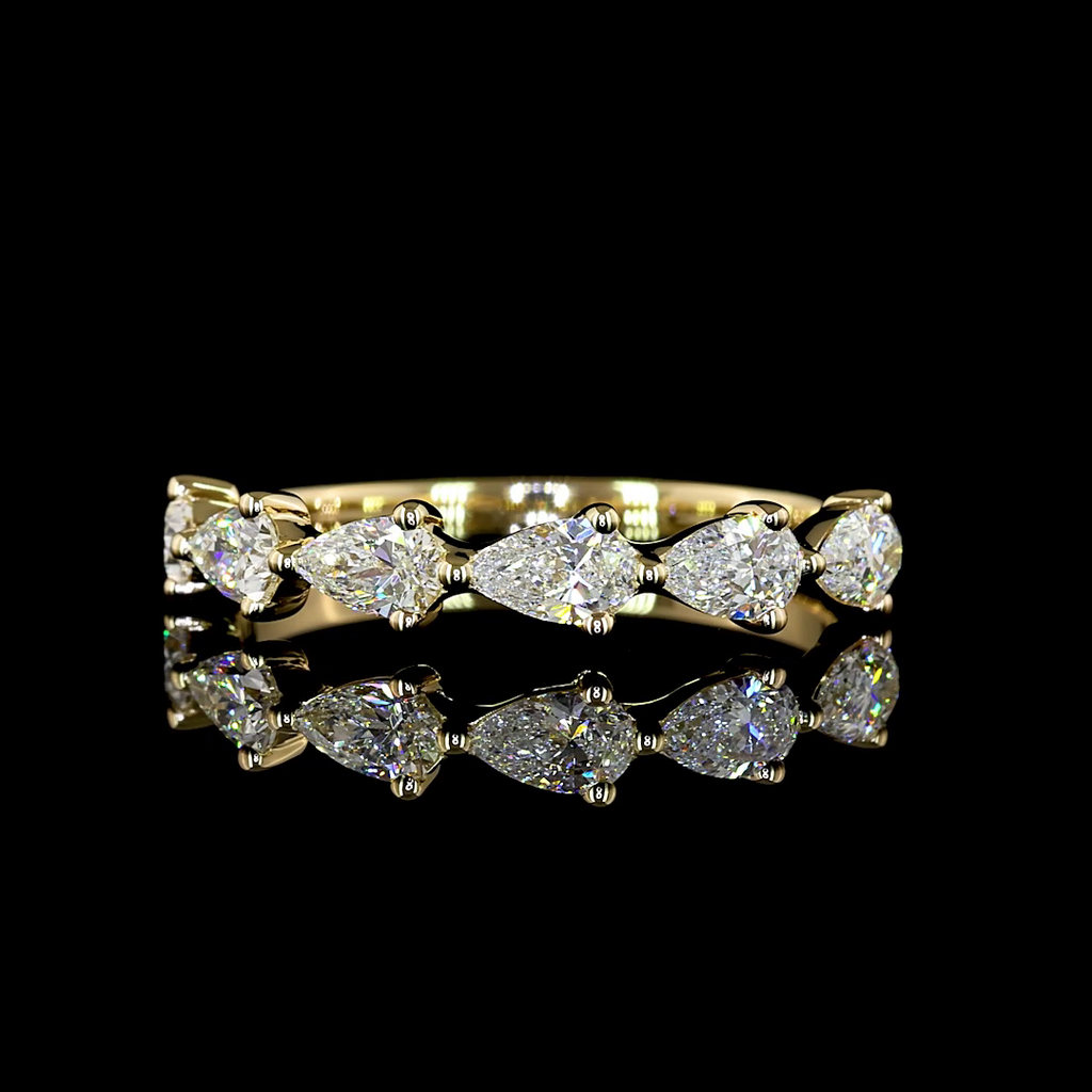 0.93 Cts 14k Yellow Gold Pear Shape Half Eternity Eternity Band