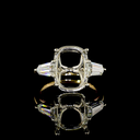 0.82 Cts 18k Two Tone Antique Cushion Shape 3 Stones Ring