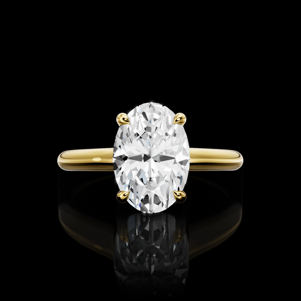 0.09 Cts 18k Yellow Gold Round Shape Hidden Halo Ring