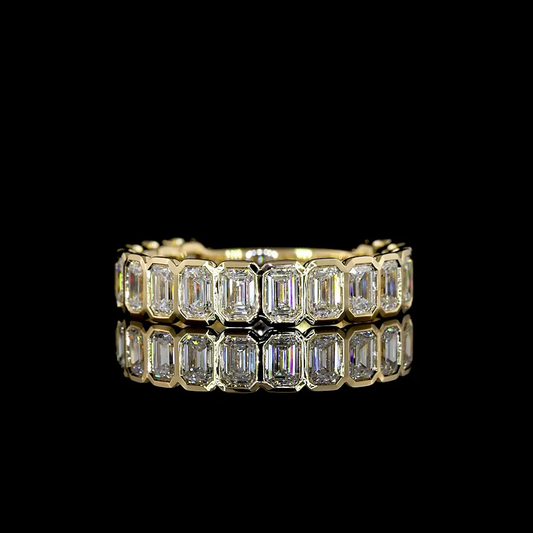 2.09 Cts 14k Yellow Gold Emerald Shape 3/4 Band Eternity Band