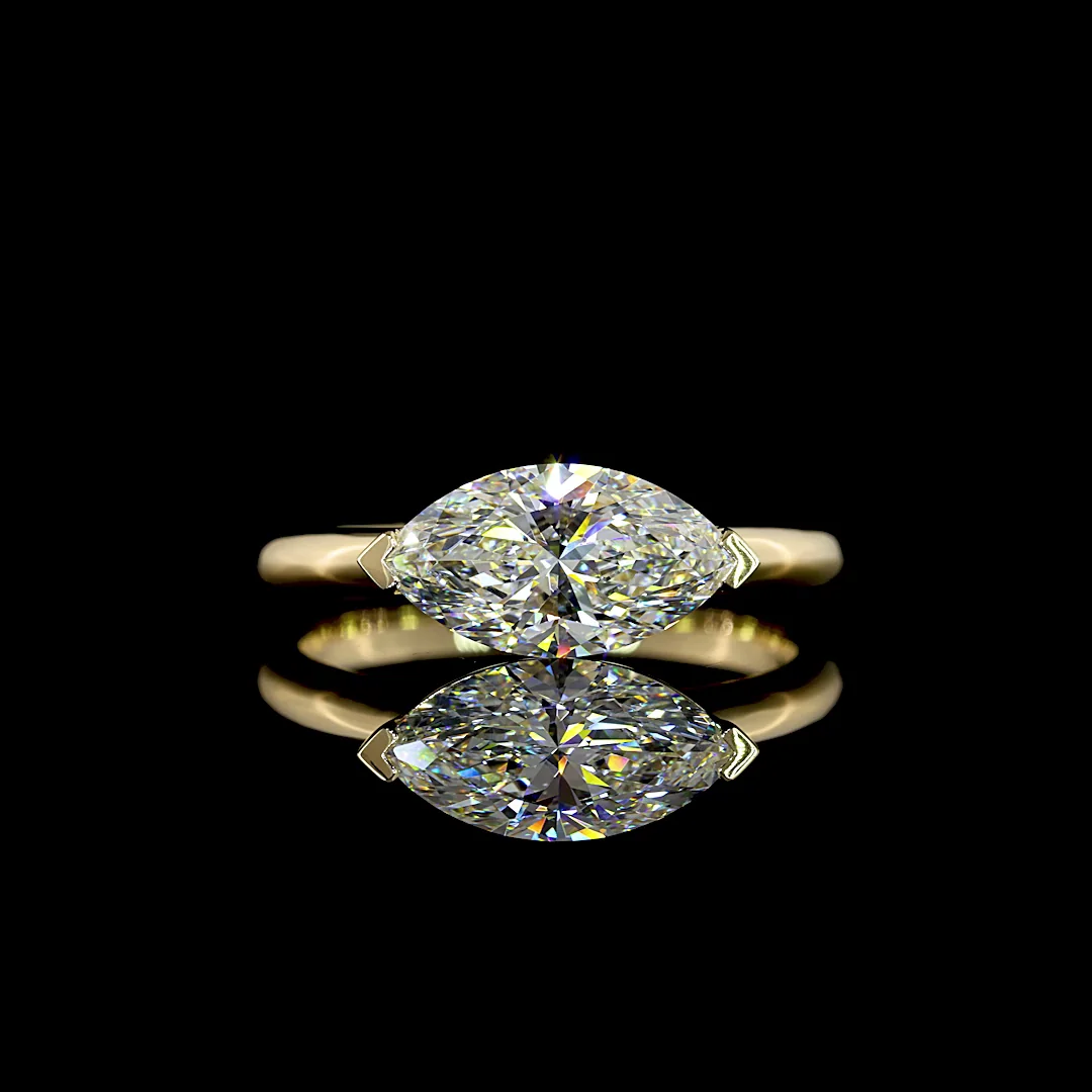 1.5 Cts 14k Yellow Gold Marquise Shape Solitaire Ring