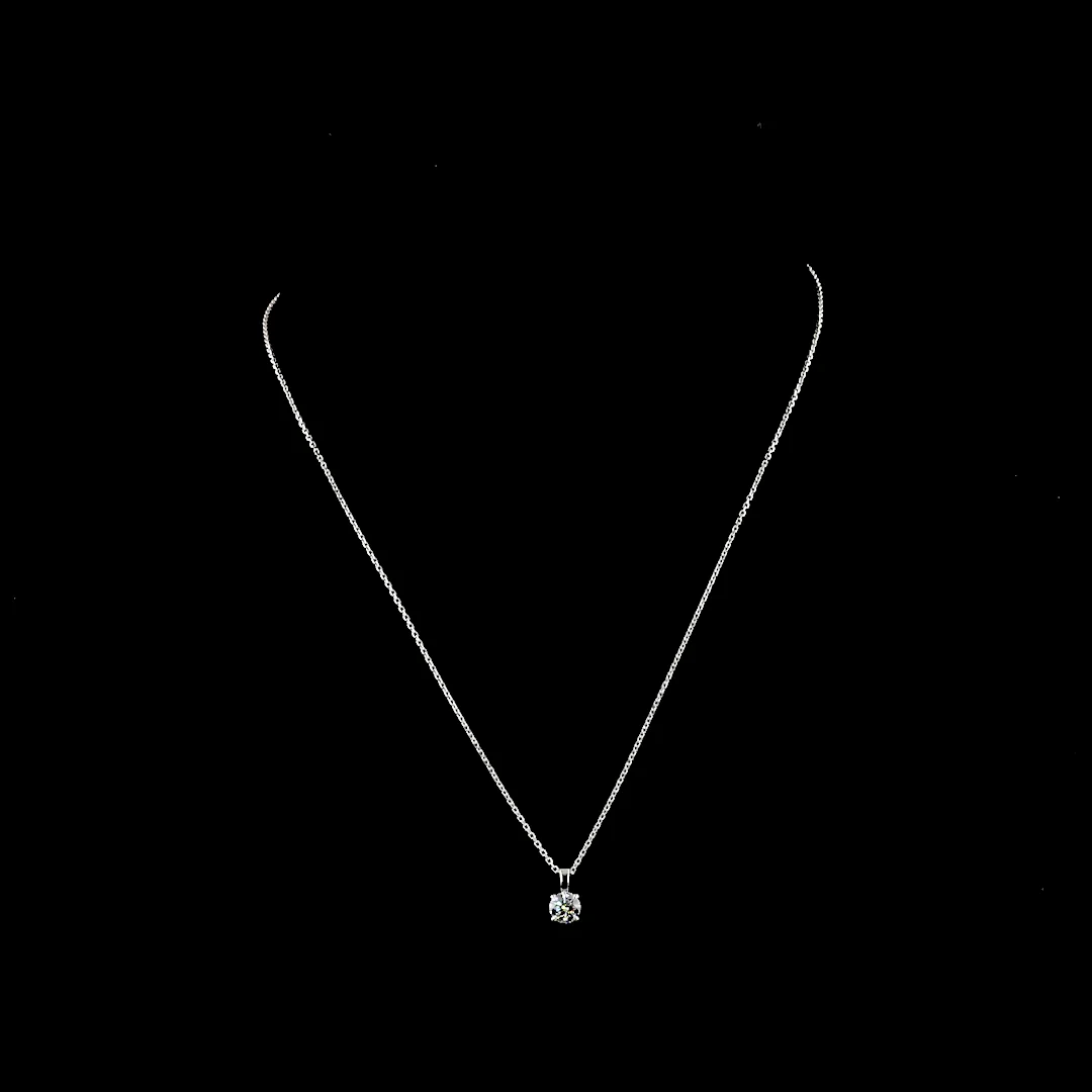 0.52 Cts 14k White Gold Round Shape Solitaire Pendant
