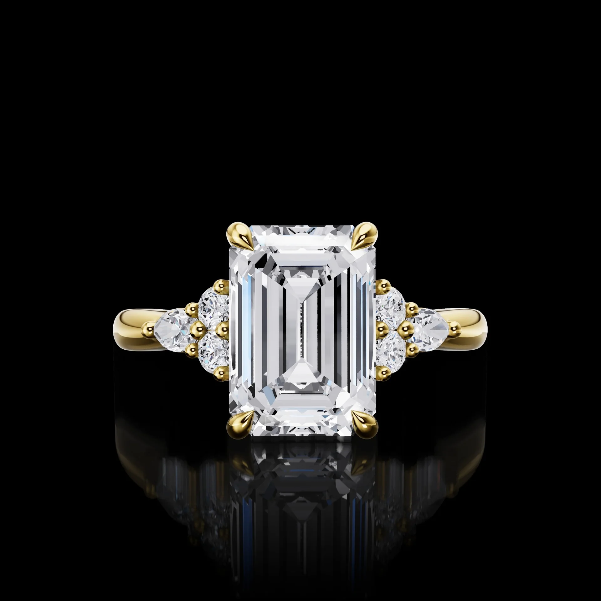 3.25 Cts 14k Yellow Gold Emerald Shape Special Ring