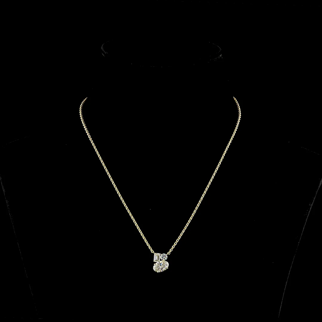 2.24 Cts 14k Yellow Gold Mix Shape Pendant Pendant