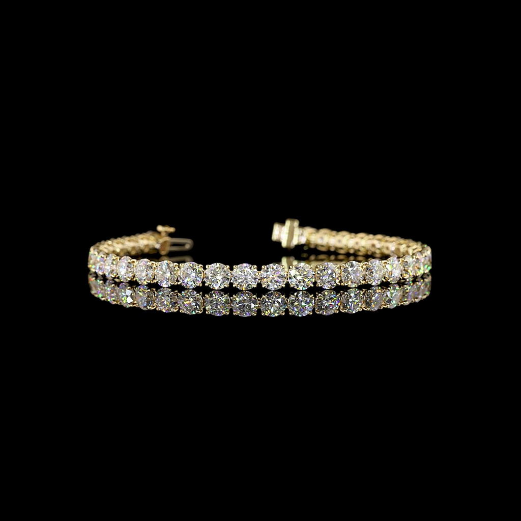 11.97 Cts 14k Yellow Gold Round Shape Tennis Bracelet