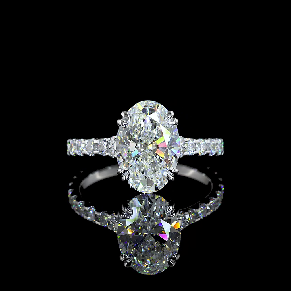 3.16 Cts 14k White Gold Round Shape Hidden Halo Ring
