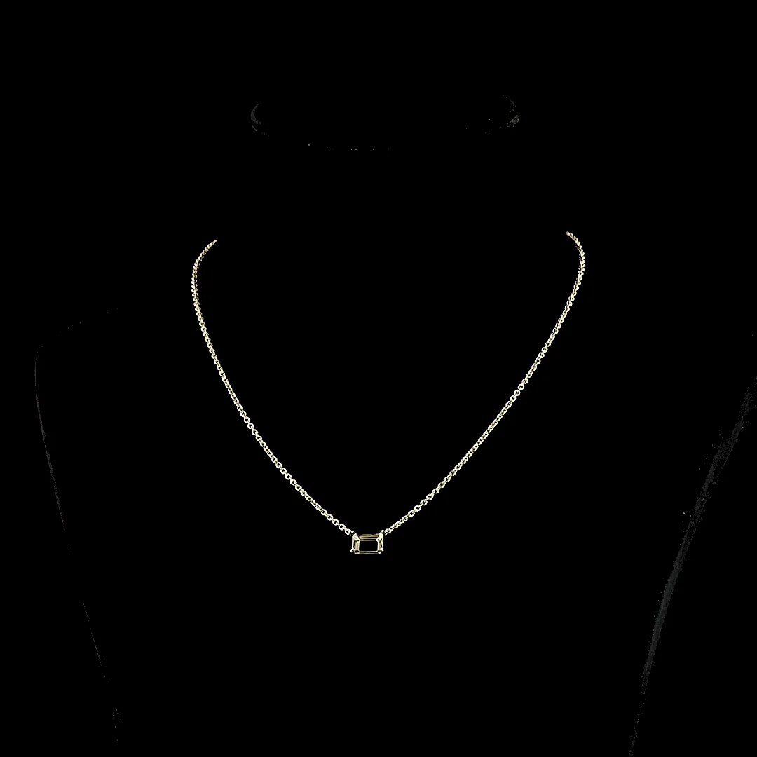 2.04 Cts 14k White Gold Emerald Shape Solitaire Pendant