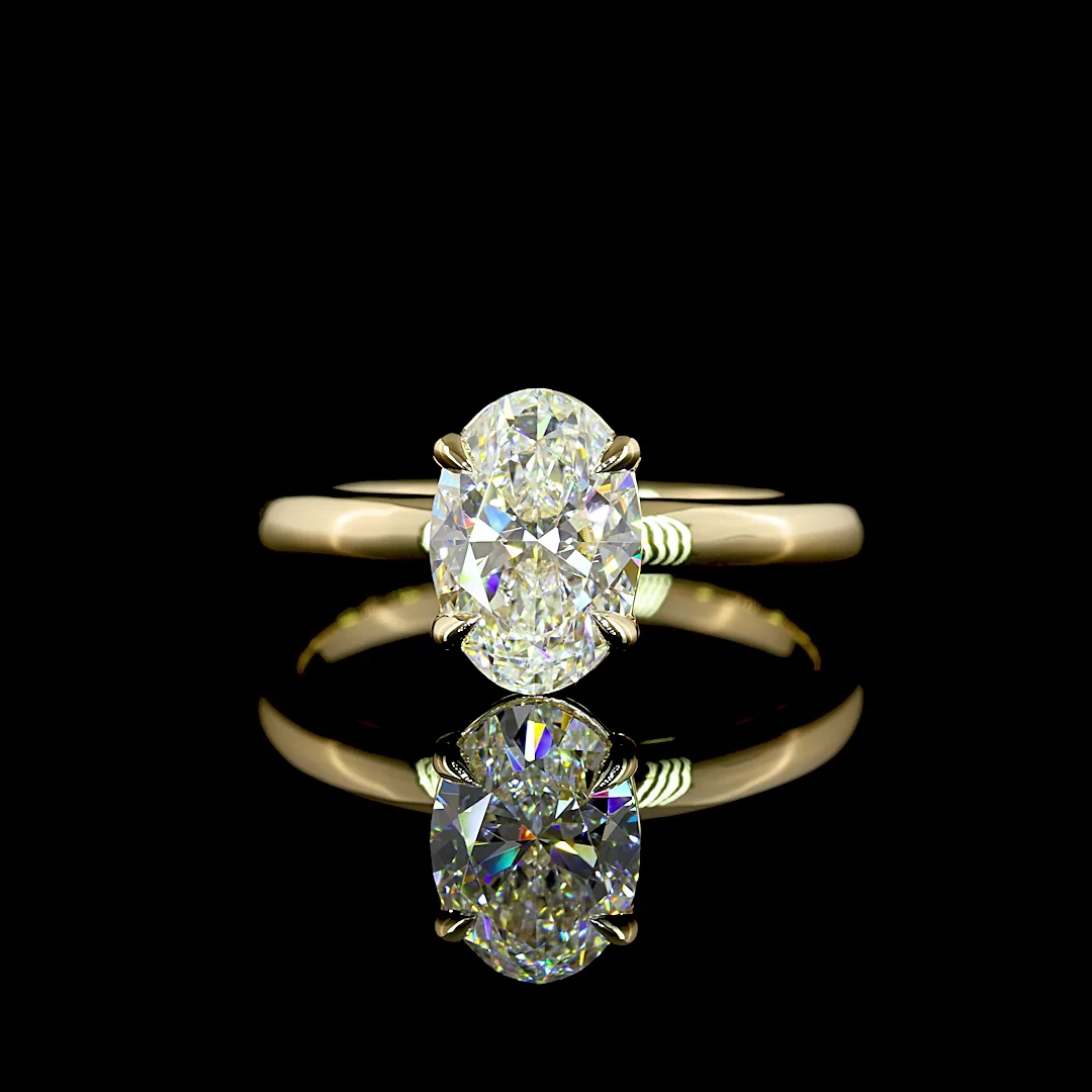 1.5 Cts 14k Yellow Gold Oval Shape Solitaire Ring