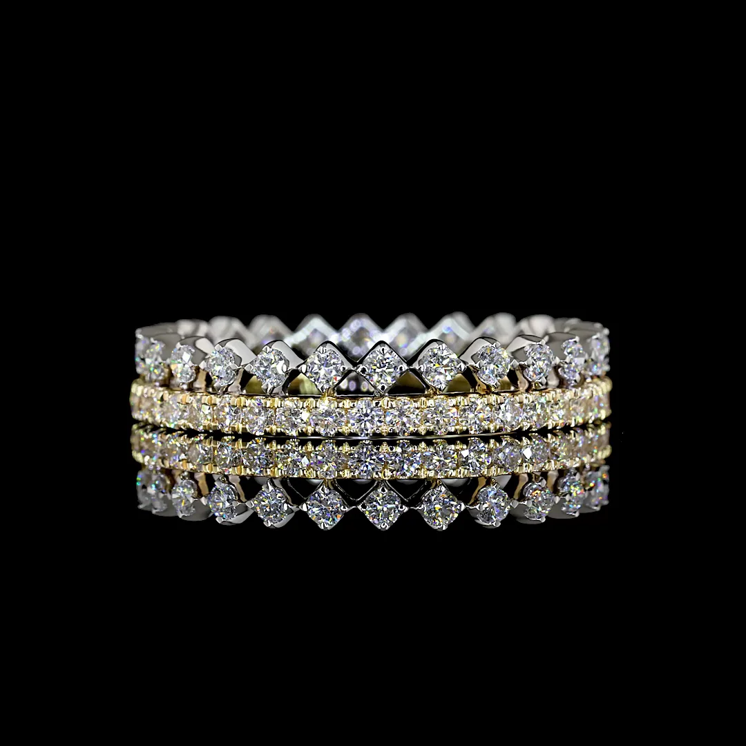 0.94 Cts 14k Two Tone Round Shape Eternity Band Eternity Band