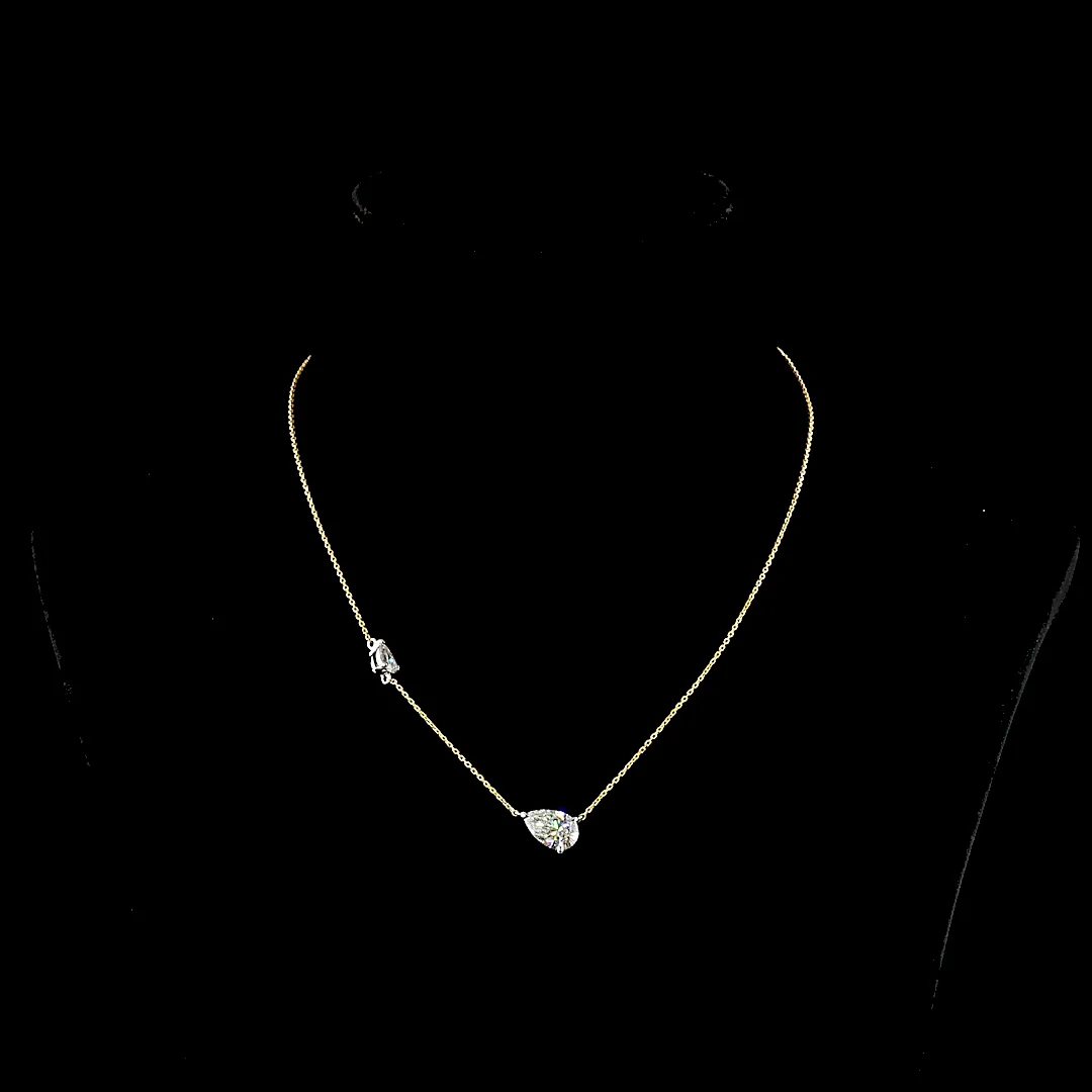 2.63 Cts 18k Two Tone Pear Shape Station Necklace