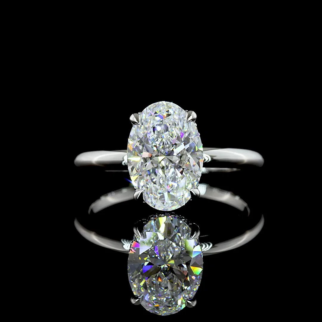 3.19 Cts Platinum Oval Shape Hidden Halo Ring