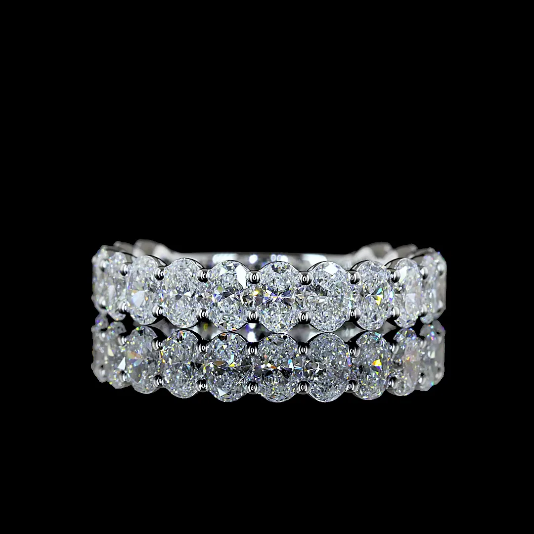 2.17 Cts 18k White Gold Oval Shape 3/4 Band Eternity Band