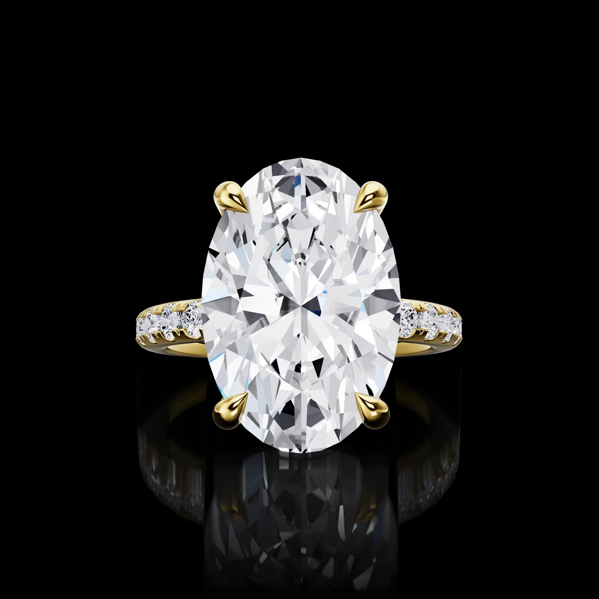 0.63 Cts 18k Yellow Gold Oval Shape Hidden Halo Ring