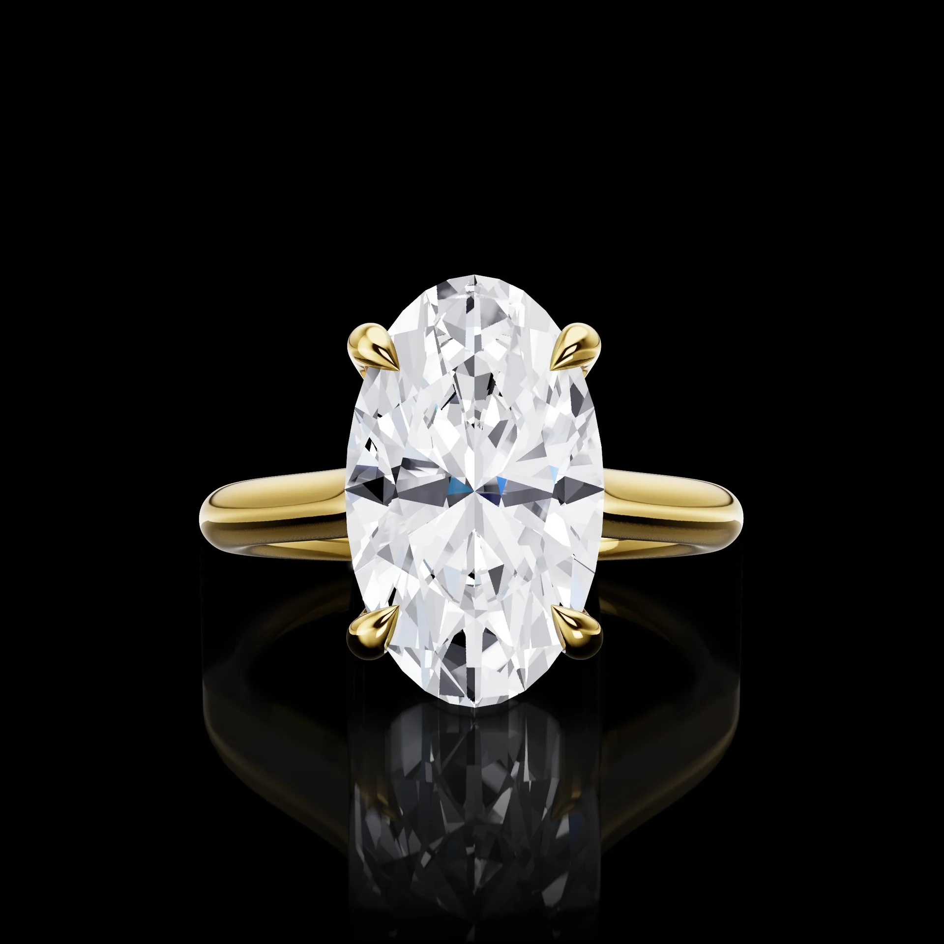 0.11 Cts 14k Yellow Gold - Platinum Shape Hidden Halo Ring