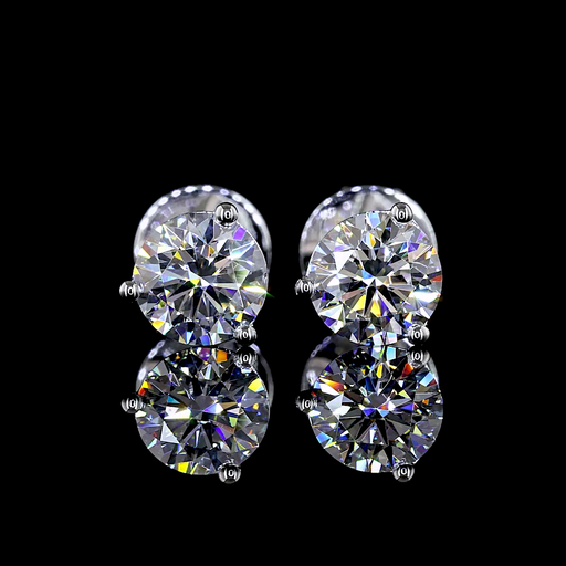 [ER14WMTEM100P] 1.05 Cts 14k White Gold Round Shape Martini Earring