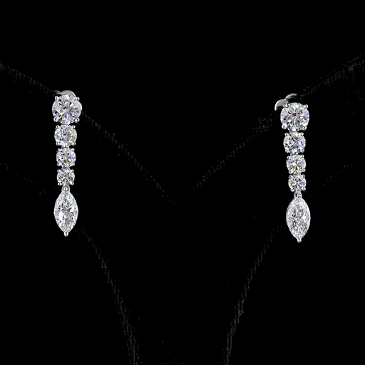 [ER14WHN275PNS] 2.96 Cts 14k White Gold Mix Shape Hanging Earring
