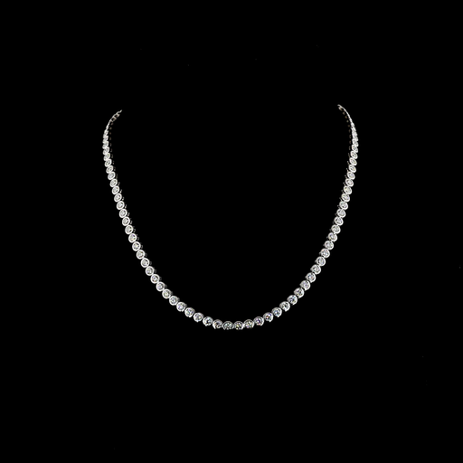 [NK14WTSRD1000B] 10.24 Cts 14k White Gold Round Shape Tennis Necklace