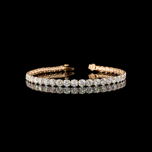 [BC14RTSRD1550P] 16.47 Cts 14k Rose Gold Round Shape Tennis Bracelet