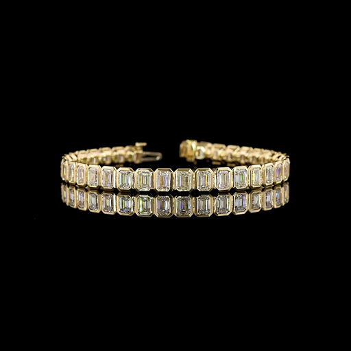 [BC14YTSEM1250BNS] 12.79 Cts 14k Yellow Gold Emerald Shape Tennis Bracelet