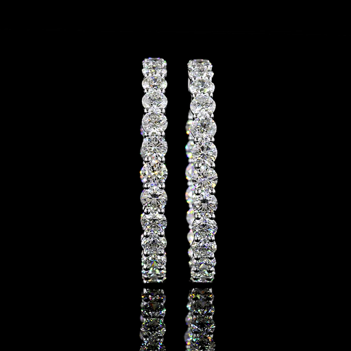 [ER14WHPRD900P] 9.02 Cts 14k White Gold Round Shape Hoops Earring