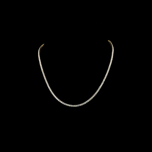 [NK14YTSRD750P] 7.89 Cts 14k Yellow Gold Round Shape Tennis Necklace