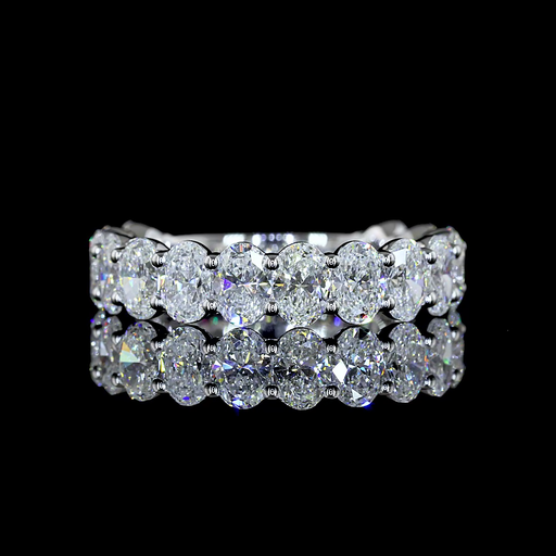 [EB14W3/4OV275PNS] 2.93 Cts 14k White Gold Oval Shape 3/4 Band Eternity Band