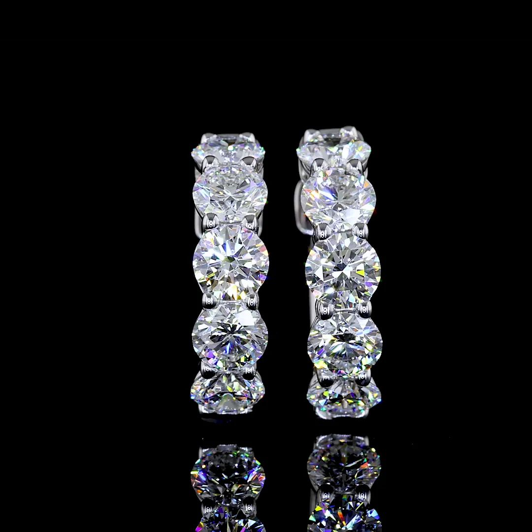 1.98 Cts 14k White Gold Round Shape Huggies Earring