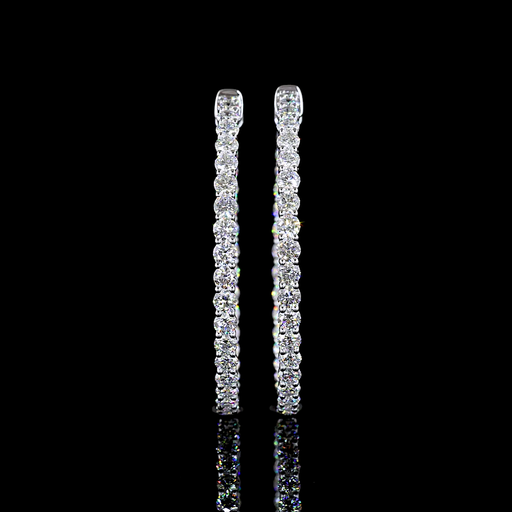 [ER14WHPRD275P] 2.84 Cts 14k White Gold Round Shape Hoops Earring