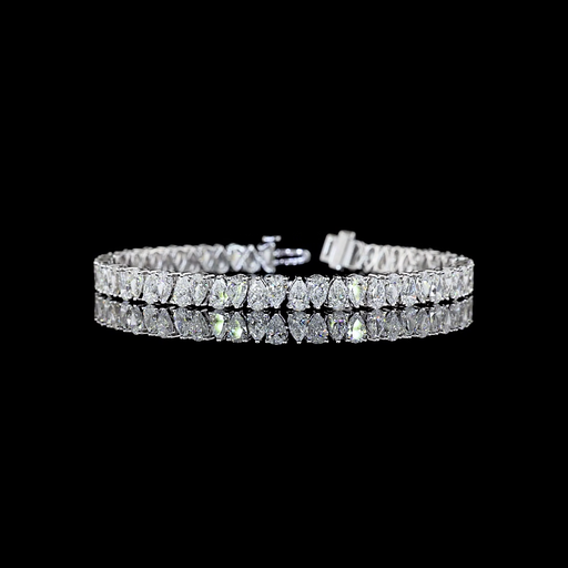 [BC14WTSPS1100PNS] 11 Cts 14k White Gold Pear Shape Tennis Bracelet