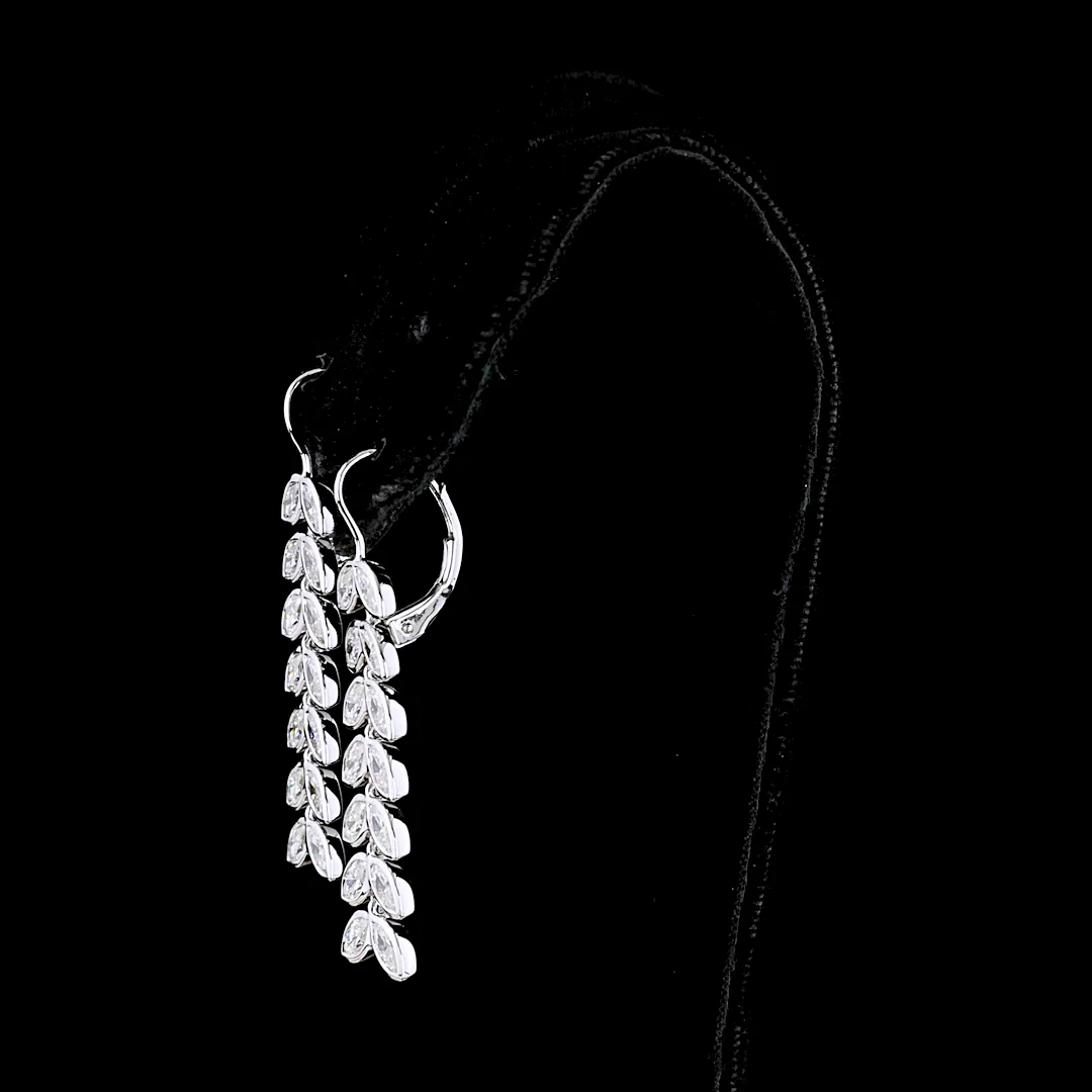 3.32 Cts 14k White Gold Marquise Shape Hanging Earring