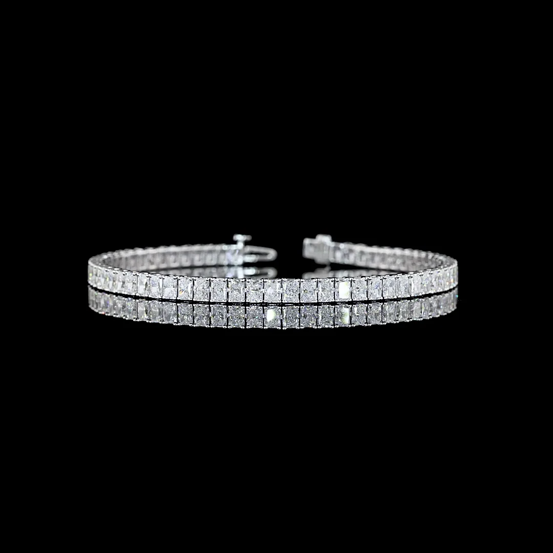 7.79 Cts 14k White Gold Radiant Shape Tennis Bracelet