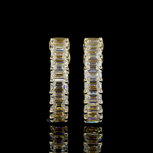 [ER14YHGEM150PEW] 1.5 Cts 14k Yellow Gold Emerald Shape Huggies Earring
