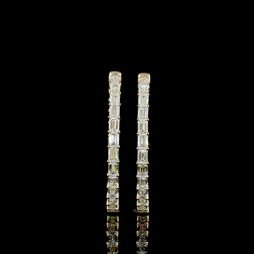 [ER14YHPEM850PNS] 8.64 Cts 14k Yellow Gold Emerald Shape Hoops Earring