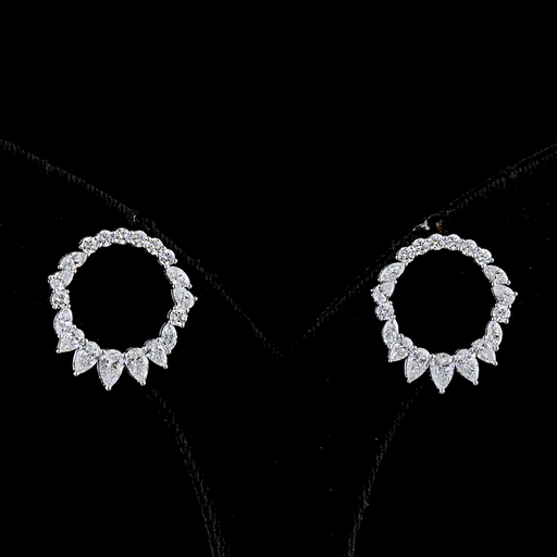 [ER14WHG250PNS] 2.65 Cts 14k White Gold Mix Shape Huggies Earring