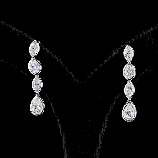 [ER14WHN350BNS] 3.57 Cts 14k White Gold Mix Shape Hanging Earring