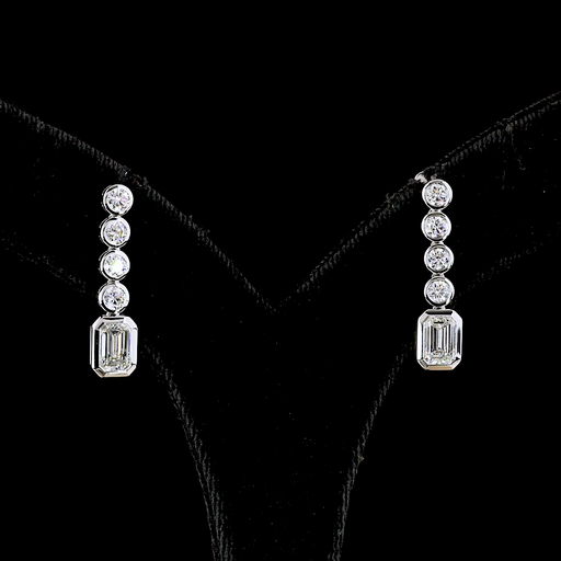 [ER14WHN250BNS] 2.56 Cts 14k White Gold Mix Shape Hanging Earring