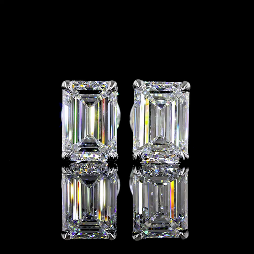 [ER14WSDEM200P] 2.1 Cts 14k White Gold Emerald Shape Studs Earring
