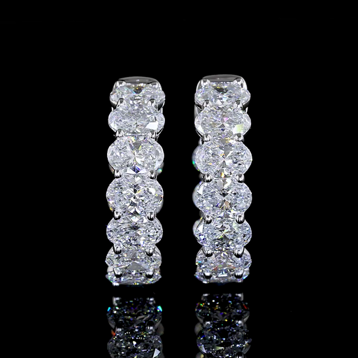 [ER14WHGOV175PEW] 1.92 Cts 14k White Gold Oval Shape Huggies Earring