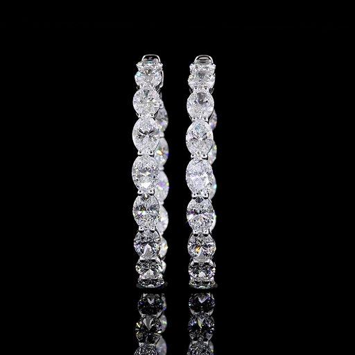 [ER14WHPOV900PNS] 9.32 Cts 14k White Gold Oval Shape Hoops Earring