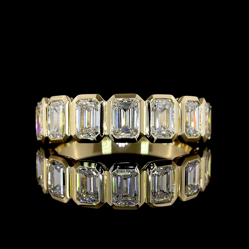 [EB14Y7EM200BNS] 2.05 Cts 14k Yellow Gold Emerald Shape 7 Stones Eternity Band
